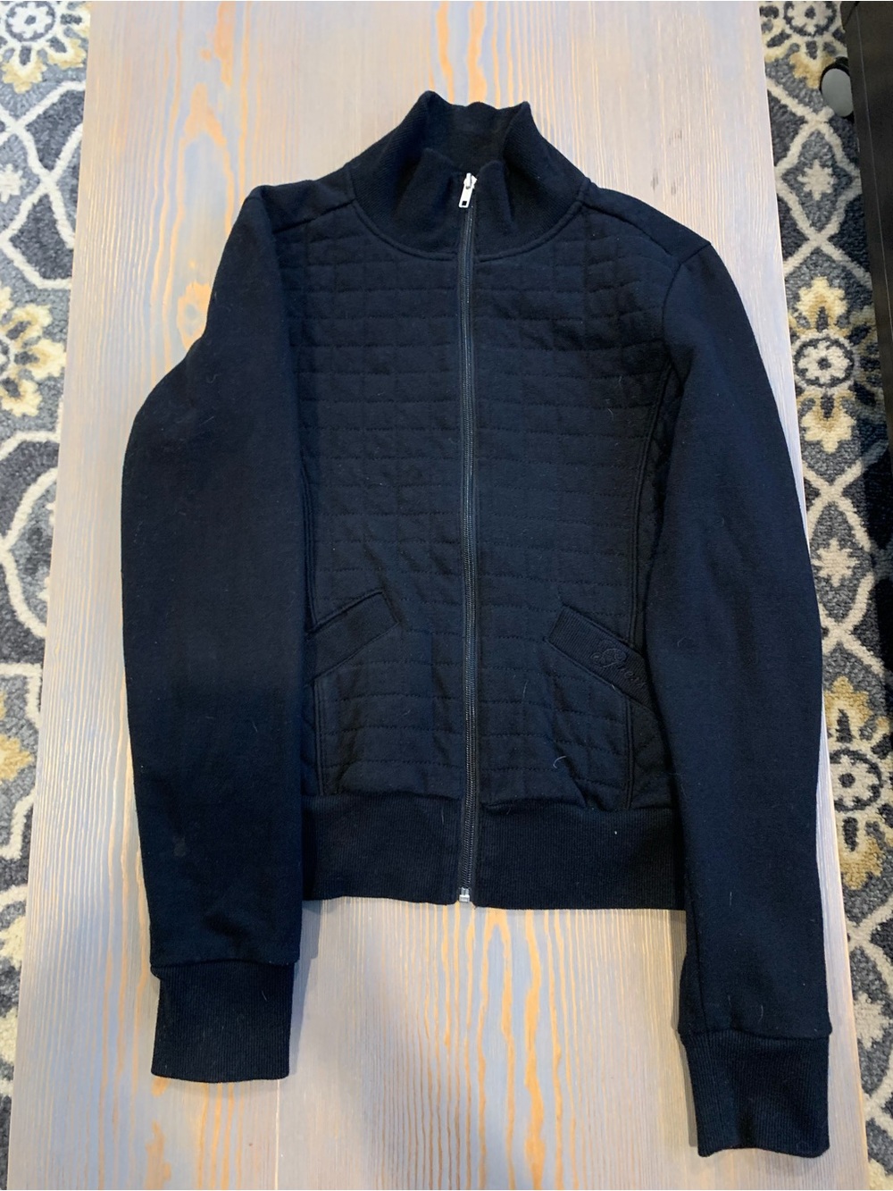 Women’s Guess Black Quilted Zip-Up Bomber Jacket